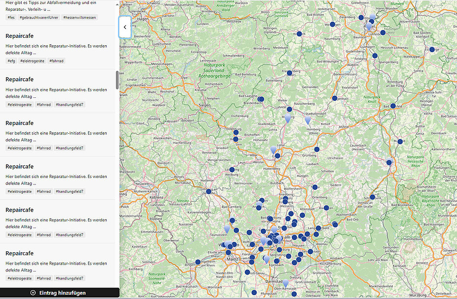 Screenshot der "Karte zur Ressourcenschonung"