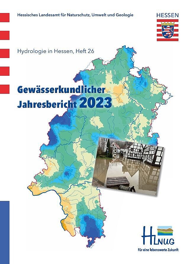 Titelseite der HLNUG-Publikation: Gewässerkundlicher Jahresbericht 2023