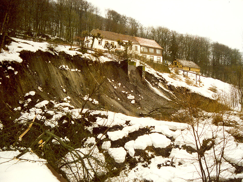 Rutschung am Hohen Meißner unterhalb des Hauses Schwalbenthal