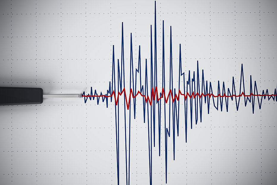 Seismogramm in Nahaufnahme