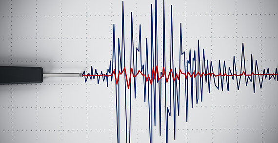 Seismogramm in Nahaufnahme