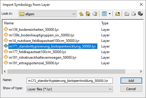 ArcMap: Layerdatei auswählen