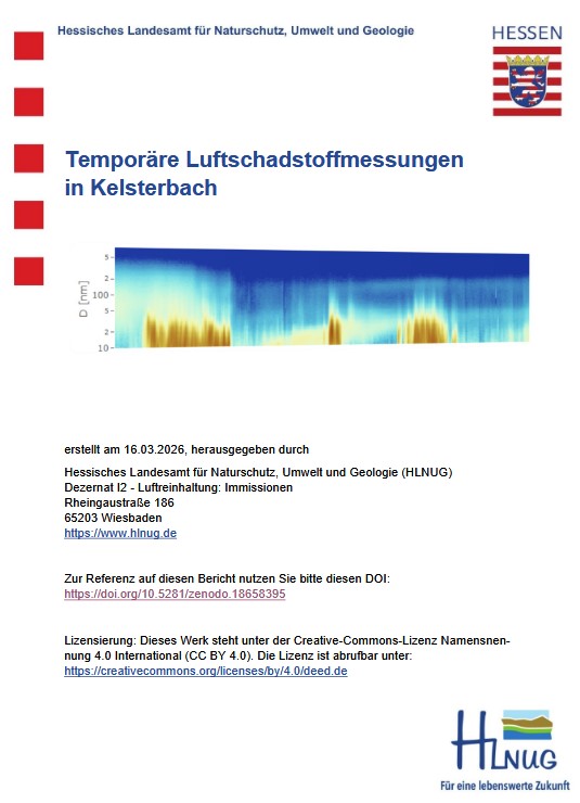 Titelseite der Publikation Temporäre Luftschadstoffmessungen in Kelsterbach